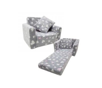 Fotelik dla dzieci rozkładany fotel pluszowy pufa